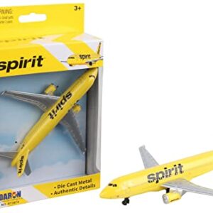 Daron Spirit Airlines Single Die-Cast Plane , Yellow