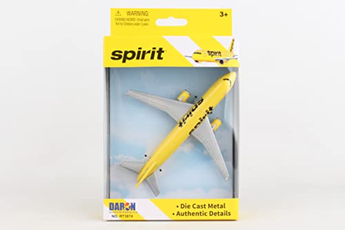 Daron Spirit Airlines Single Die-Cast Plane , Yellow