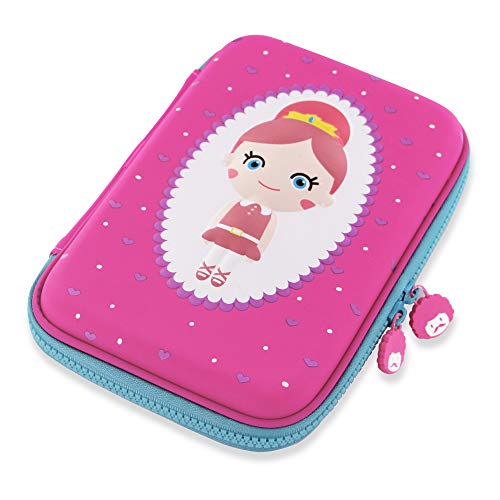 rockpapa High-Capacity Princess Pencil Case, Pencil Box, Storage Box for School Students Girls Teens Kids Toddlers Pink