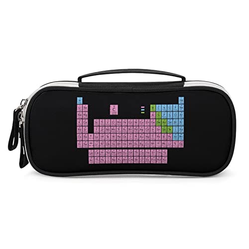 Periodic Table Chemical Element Printed Pencil Case Bag Stationery Pouch with Handle Portable Makeup Bag Desk Organizer