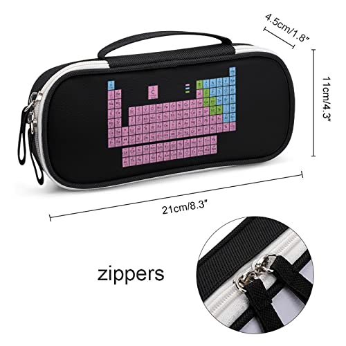 Periodic Table Chemical Element Printed Pencil Case Bag Stationery Pouch with Handle Portable Makeup Bag Desk Organizer