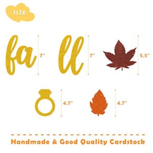 Fall in Love Banner Autumn Maple Leaves Garland for Fall Themed Wedding Engagement Bachelorette Bridal Shower Bride to be Valentines Thanksgiving Day Party Supplies Gold Glitter Decorations