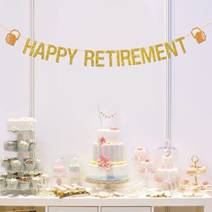 Happy Retirement Banner, Gold Gliter Retirement Theme Party Decorations, I'm Retired | Farewell Party, Finally Retiring Party Banner Decors Supplies