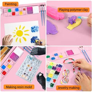 Silicone Craft Mat, 20"x 16" Nonstick Silicone Painting Mat Large Silicone Art Mat with Cleaning Cup and Paint Holder, Multipurpose Silicone Craft Sheet for Painting Clay Resin Casting