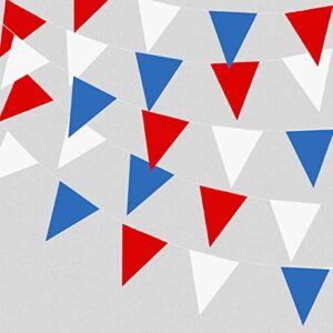 party decorations red white and blue 40 meters/131 feet triangular outdoor waterproof plastic pennant banner, bunting flags events decoration
