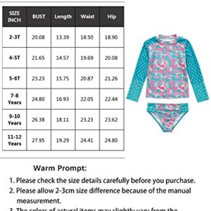 BIKINX Girls Rash Guard 7-8t 2 Piece Swimsuit Set Long Sleeve Floral Print Bikini with UPF 50+ Sun Protection Tankini Orange Flowers