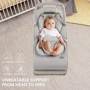 Baby Bouncer, Portable Bouncer Seat for Babies, Baby Swing 3-Point Harness for Newborn Babies (Grey)