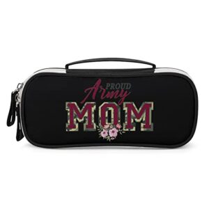 Floral Proud Army Mom Printed Pencil Case Bag Stationery Pouch with Handle Portable Makeup Bag Desk Organizer