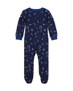 nike baby boys sports ball full zip sleep & play footed coverall (blue void(56h592-u9j)/white, 9 months)