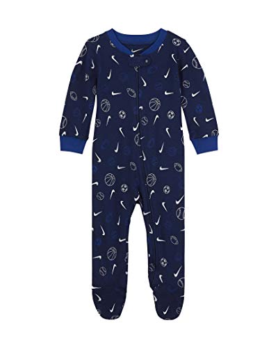 Nike Baby Boys Sports Ball Full Zip Sleep & Play Footed Coverall (Blue Void(56H592-U9J)/White, 9 Months)