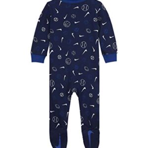 Nike Baby Boys Sports Ball Full Zip Sleep & Play Footed Coverall (Blue Void(56H592-U9J)/White, 9 Months)