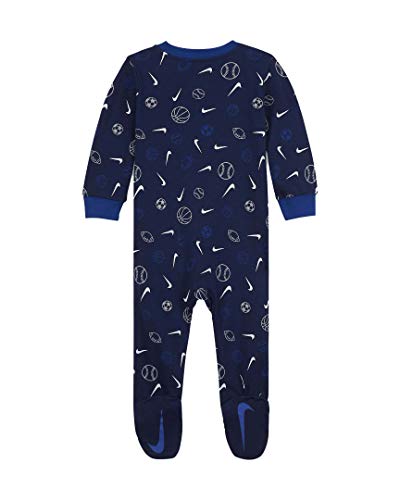 Nike Baby Boys Sports Ball Full Zip Sleep & Play Footed Coverall (Blue Void(56H592-U9J)/White, 9 Months)