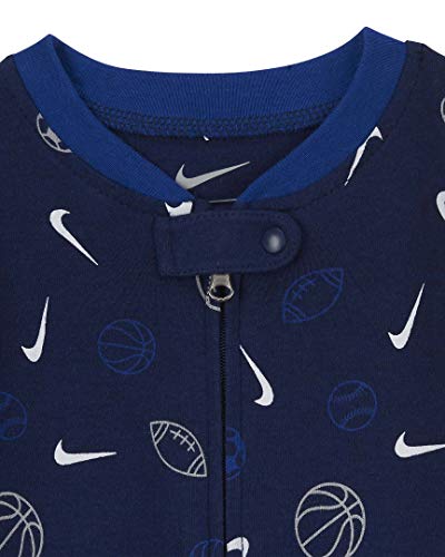 Nike Baby Boys Sports Ball Full Zip Sleep & Play Footed Coverall (Blue Void(56H592-U9J)/White, 9 Months)