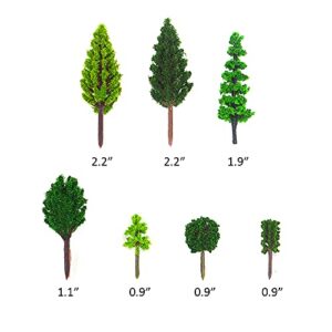 70pcs Mini Model Trees Model Train Scenery Mixed Miniature Trees Artificial Wargame Trees Model Railroad Scenery Diorama Supplies Scenery Landscape