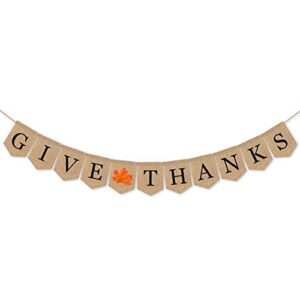 give thanks banner, thanksgiving decorations burlap banner thanksgiving decor friendsgiving party home decoration