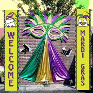 ZDX 2 PCS Mardi Gras Carnival Decor Banner Circus Carnival Baby Shower Carnival Birthday Party Porch Sign Hanging Flag for Home Front Door Yard Decoration Door Banner Sign (71' x 12'in)