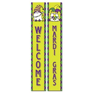 ZDX 2 PCS Mardi Gras Carnival Decor Banner Circus Carnival Baby Shower Carnival Birthday Party Porch Sign Hanging Flag for Home Front Door Yard Decoration Door Banner Sign (71' x 12'in)