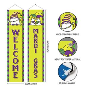 ZDX 2 PCS Mardi Gras Carnival Decor Banner Circus Carnival Baby Shower Carnival Birthday Party Porch Sign Hanging Flag for Home Front Door Yard Decoration Door Banner Sign (71' x 12'in)