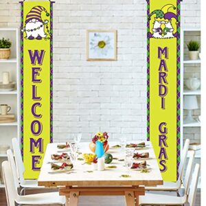 ZDX 2 PCS Mardi Gras Carnival Decor Banner Circus Carnival Baby Shower Carnival Birthday Party Porch Sign Hanging Flag for Home Front Door Yard Decoration Door Banner Sign (71' x 12'in)