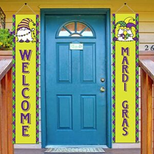 ZDX 2 PCS Mardi Gras Carnival Decor Banner Circus Carnival Baby Shower Carnival Birthday Party Porch Sign Hanging Flag for Home Front Door Yard Decoration Door Banner Sign (71' x 12'in)