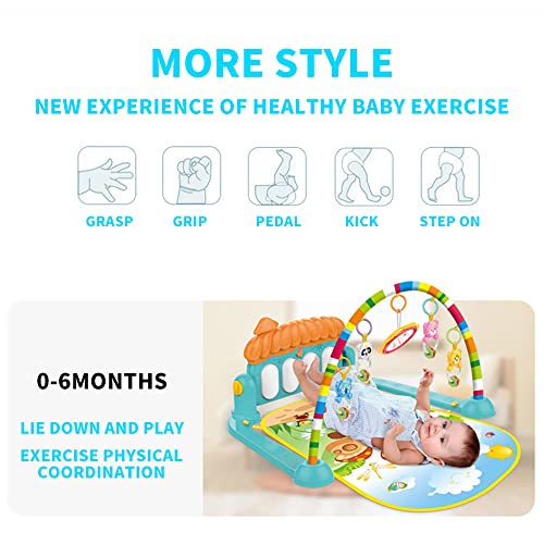 MORITA BOKUJO Baby Gyms Play Mats,Music Lights Deluxe Gym Tummy Time Padded Mat for Newborn Toddler Infants Activity Center for Infants.