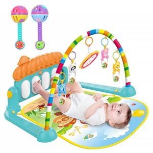 MORITA BOKUJO Baby Gyms Play Mats,Music Lights Deluxe Gym Tummy Time Padded Mat for Newborn Toddler Infants Activity Center for Infants.