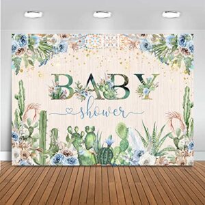 mocsicka boho fiesta baby shower backdrop for boy cactus baby shower party decorations mexicantaco bout baby background cake table banner(7x5ft (82×60 inch))