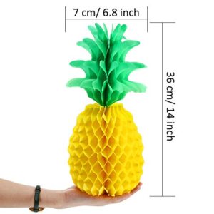 6 Pieces 14 Inch Pineapple Honeycomb Centerpieces Tissue Paper Pineapple Table Hanging Decorations for Tropical Luau Hawaiian Jungle Party