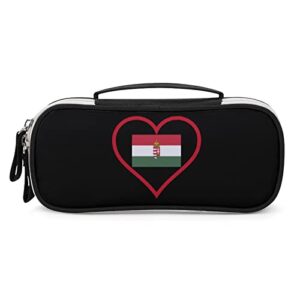 i love hungary red heart printed pencil case bag stationery pouch with handle portable makeup bag desk organizer
