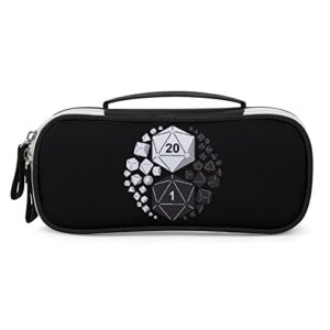 d20 dice yin yang printed pencil case bag stationery pouch with handle portable makeup bag desk organizer