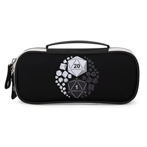 D20 Dice Yin Yang Printed Pencil Case Bag Stationery Pouch with Handle Portable Makeup Bag Desk Organizer