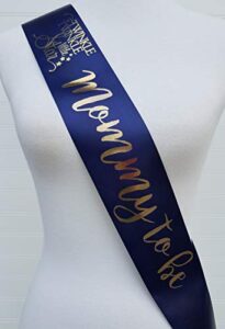 twinkle little star baby shower banner for mom to be navy & gold with rhinestone pin for adjustable sizing banner