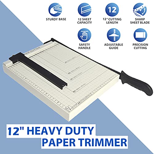 A4 Paper Trimmer Paper Cutter Heavy Duty Metal Base Trimmer Gridded Paper Photo Guillotine Craft Machine 12 inch Cut Length 10 Sheets Capacity for Office Home Use