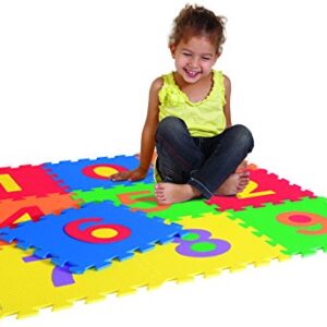 Kids Play Mat - Numbers And Animals Foam Floor Matt - 10 Interlocking Pieces To Develop Children's Motor Skills And Color Recognition