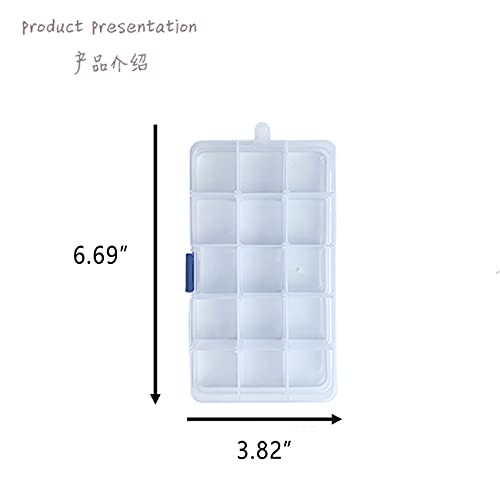 Portable Organizer 15-Fixed Compartments Clear Plastic Jewelry Box Organizer Storage Container