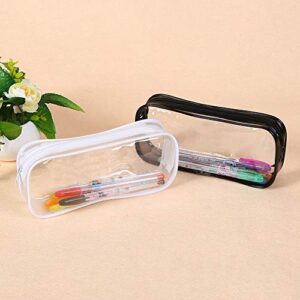 Academyus PVC Transparent Zipper Pencil Bag Pen Case Holder Stationery Storage Pouch Organizer Make Up Bag Black