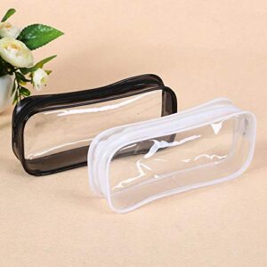 Academyus PVC Transparent Zipper Pencil Bag Pen Case Holder Stationery Storage Pouch Organizer Make Up Bag Black