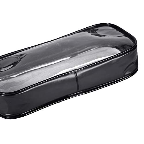 Academyus PVC Transparent Zipper Pencil Bag Pen Case Holder Stationery Storage Pouch Organizer Make Up Bag Black