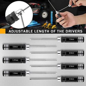 RC Hex Driver Set - 7pcs Hex Allen Screwdriver Kit 0.9mm 1.27mm 1.3mm 1.5mm 2.0mm 2.5mm 3.0mm Key Driver Repair Tools for Rc Car Traxxas Helicopter