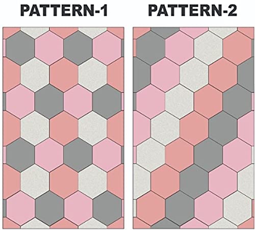 Hexagon Floor Mat Activity Mat Floor Foam Tile for Crawling, Tummy Time, and Playing 4x6 Feet Ultra Thickness Playmat for Infants and Toddlers for Nursery Room 2 Patterns in 1 (Pink White Gray)