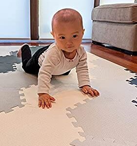 Hexagon Floor Mat Activity Mat Floor Foam Tile for Crawling, Tummy Time, and Playing 4x6 Feet Ultra Thickness Playmat for Infants and Toddlers for Nursery Room 2 Patterns in 1 (Pink White Gray)