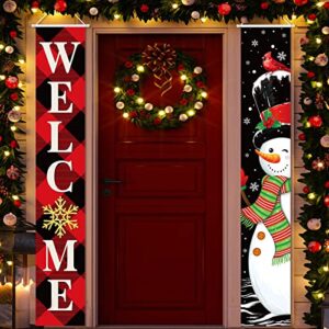 christmas porch signs snowman christmas decorations supplies merry christmas hanging flags welcome winter door banners for holiday home indoor outdoor wall xmas decor