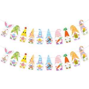 watinc 2pcs gnome banner garlands decoration egg bunny carrot chick flower daisy gift box bowknot pendant hanging bunting gnomes garland decor holiday party favors supplies for mantle fireplace