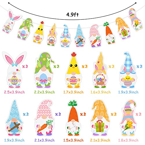 WATINC 2Pcs Gnome Banner Garlands Decoration Egg Bunny Carrot Chick Flower Daisy Gift Box Bowknot Pendant Hanging Bunting Gnomes Garland Decor Holiday Party Favors Supplies for Mantle Fireplace