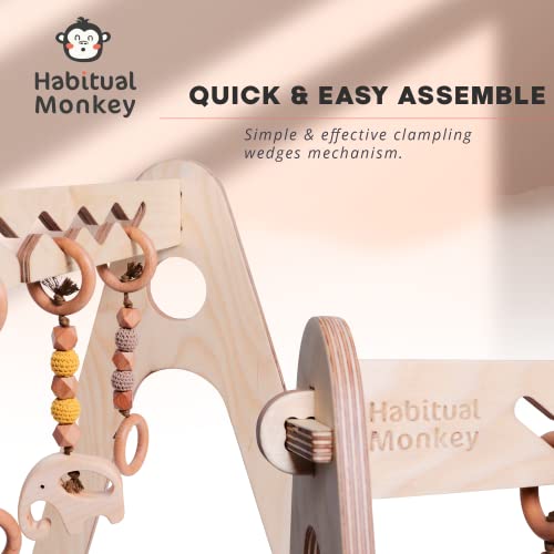 Habitual Monkey Wooden Baby Play Gym with 4 Baby Toys, Montessori Toys, Boho, Cute, Sturdy, Eco-Friendly and Non-Toxic - Babies, Infants