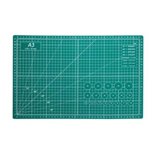 self healing cutting mat 18 inchx12 inch non-slip pvc double sided 5-ply a3 art craft rotating mat, rotary for quilting, sewing crafts hobby fabric precision scrapbooking project -green