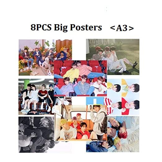 8Sheets T-XT Boys Posters with 6PCS T-XT Brithday Banners Hanging Flag for Wall Decoration