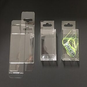 25 clear plastic pet hang box for fishing lures, arts, crafts, and retail size 1.5″x1″x3″