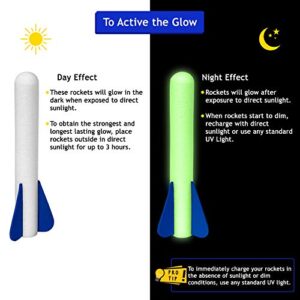 Botabee Glow-in-The-Dark Soft Foam Rocket Refills for Rocket Launchers | Compatible with Stomp Rocket® Jr. Glow Rocket Launcher | 6 Pack Replacement Air-Powered Foam Rockets