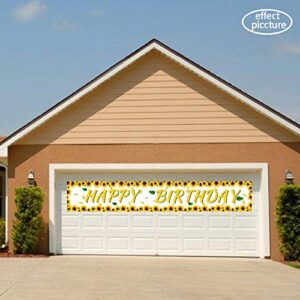 Ushinemi Sunflower Birthday Party Decorations, Sunflower Theme Happy Birthday Banner Decor, 9.8x1.6 Feet